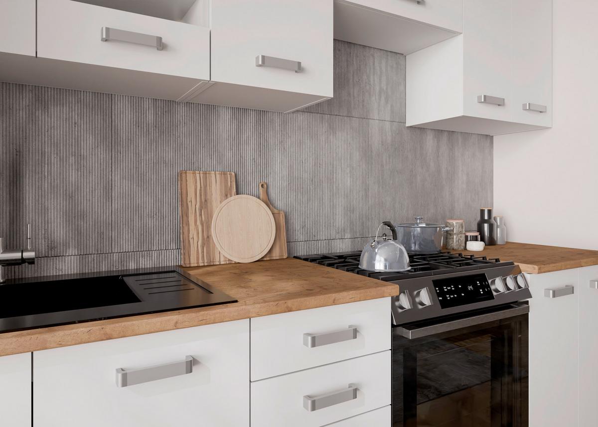 Blok Kuhinja Eko - boja hrasta/bela, Moderno, staklo/pločasti materijal (260/218/60cm) - Modern Living