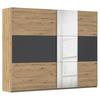 Omara Z Drsnimi Vrati Foster, Hrast, Siva, Ogledalo, 261 Cm - siva/barve aluminija, Konvencionalno, kovina/leseni material (261/210/59cm)