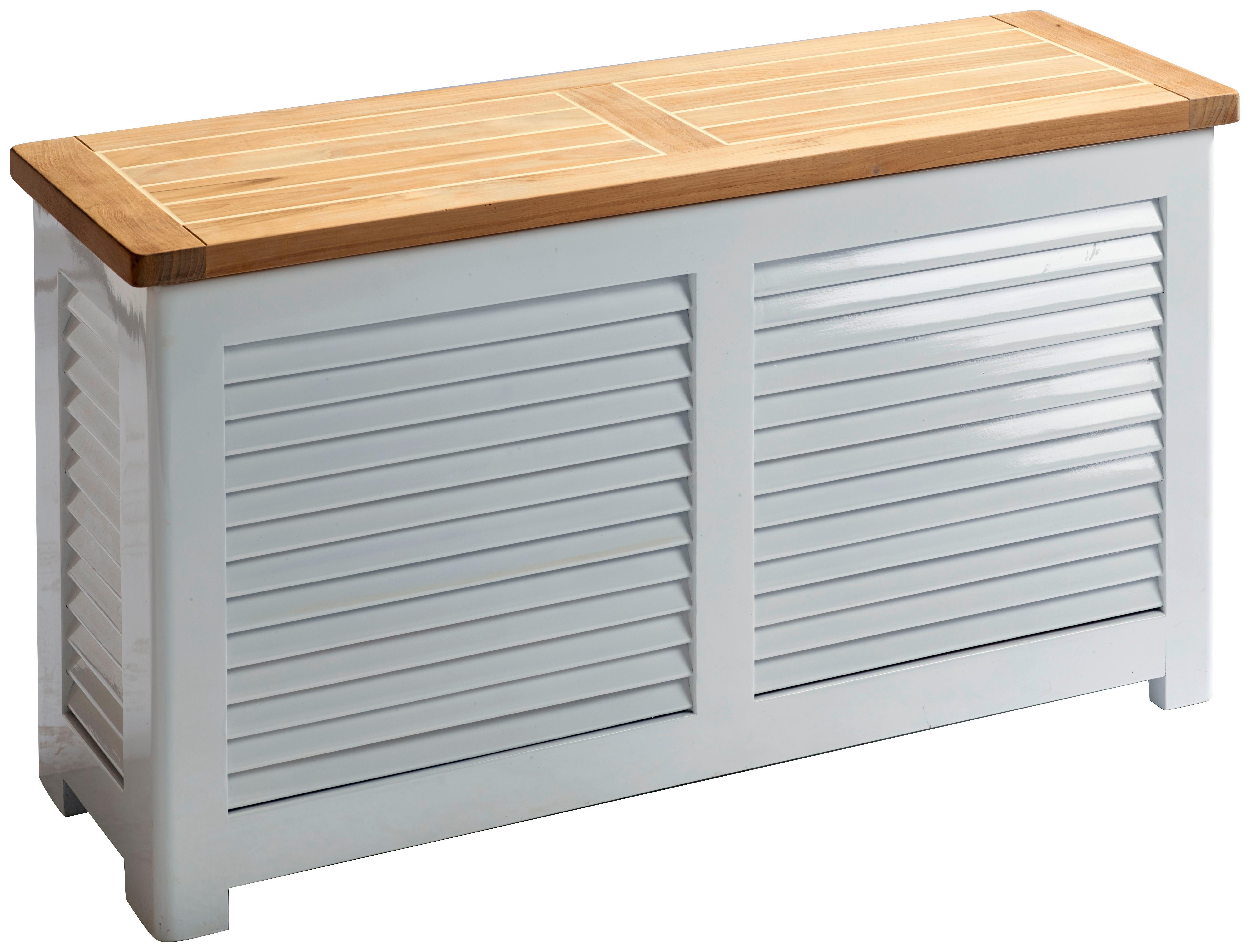 Truhe Classic ca.90x48x30cm Teakholz,Weiß - Weiß/Teakfarben, ROMANTIK / LANDHAUS, Holz (90/48/30cm) - MID.YOU