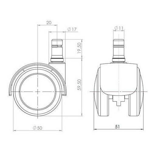 Set Kolesc Za Vrtljivi Stol Rolo Fix, 5-Delni - črna, Basics, umetna masa (5,1/6/5cm) - MID.YOU