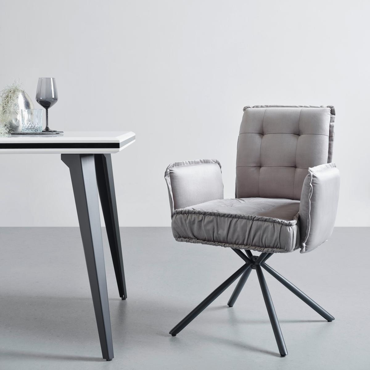 KRZESŁO Z PODŁOKIETNIKAMI MARYLA - czarny/szary, Modern, metal/tkanina (63,5/88/66cm) - MID.YOU