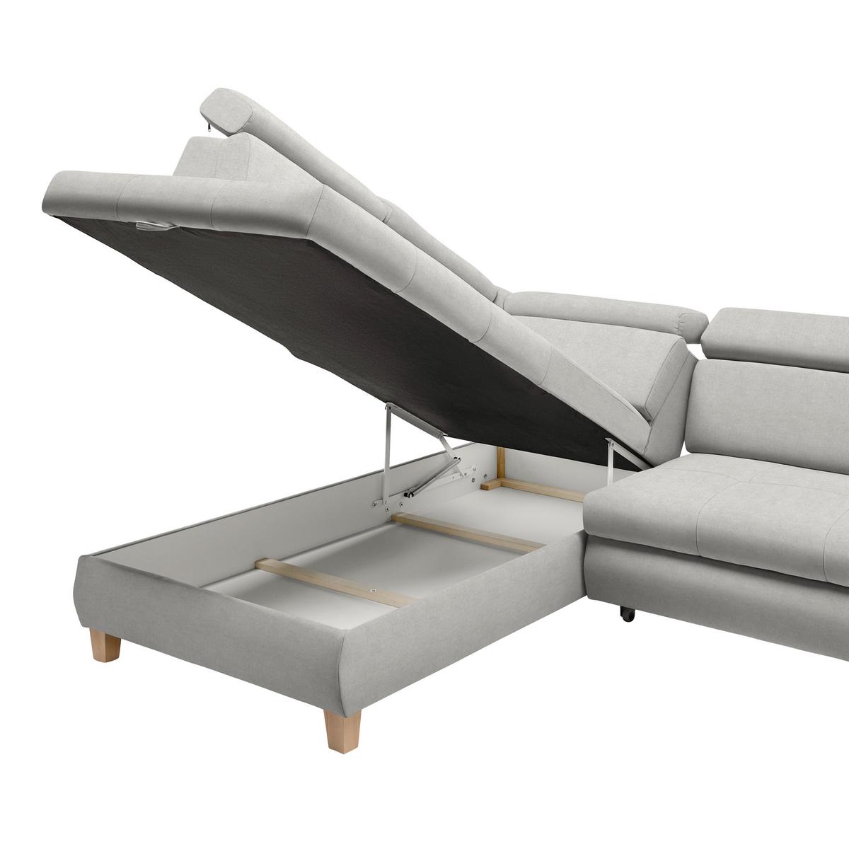 Ecksofa Lugo Hellgrau - Hellgrau, MODERN, Holz/Kunststoff (205/98/266cm) - Mömax