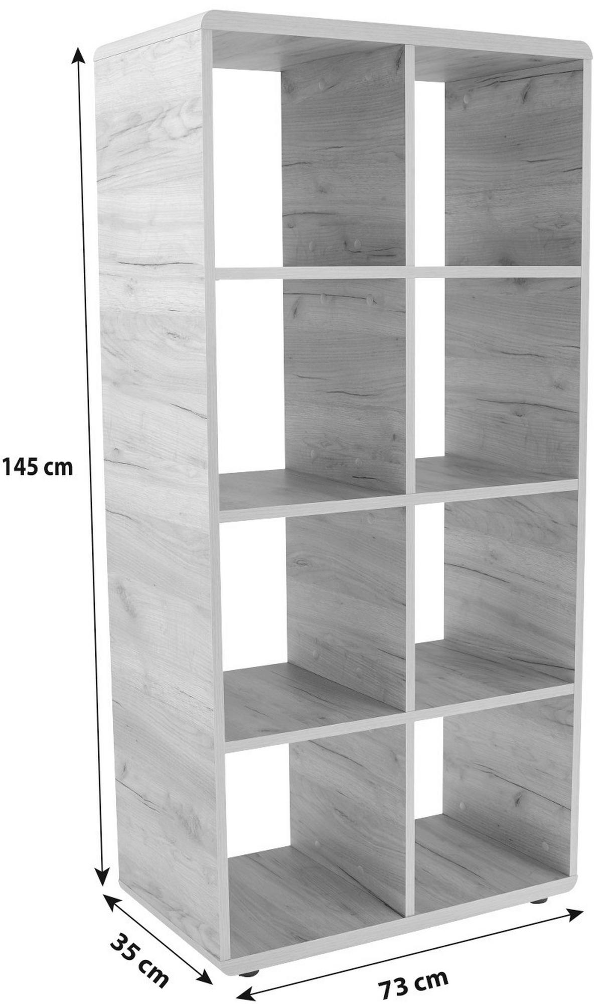 Regal Fontana Ftr02 - temno siva/barve hrasta, Moderno, leseni material (73,2/145/35cm) - Mömax