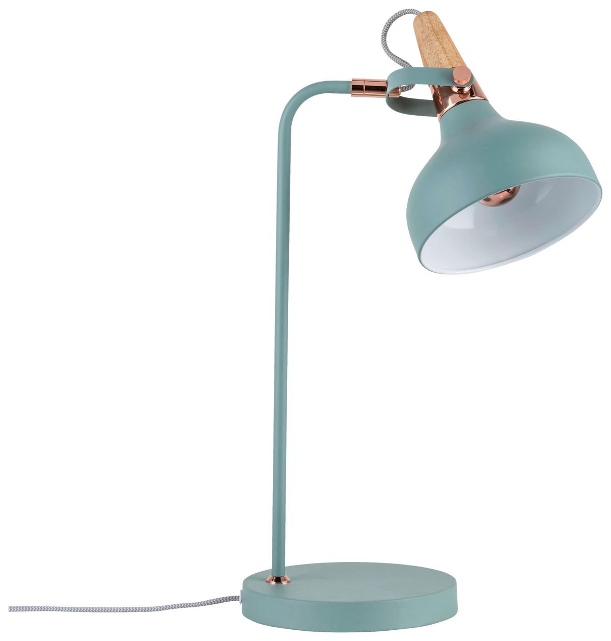 Tischleuchte Juna in Mintgrün max. 20 Watt - Mintgrün/Kupferfarben, Design, Holz/Metall (18/51/25,5cm) - Paulmann