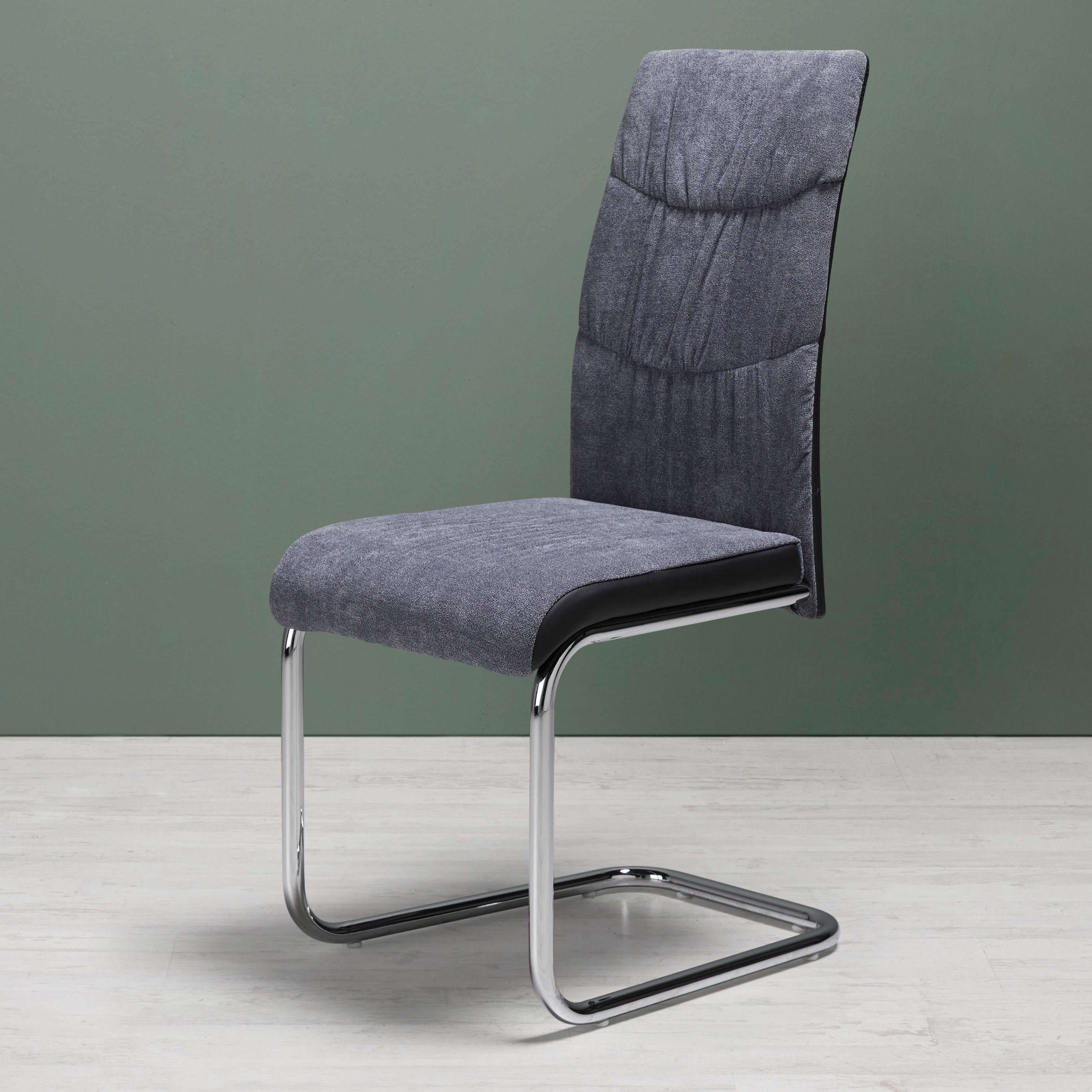 Schwingstuhl in Grau 'Jerome' - Chromfarben/Grau, MODERN, Holz/Textil (43/99/56,5cm) - Bessagi Home