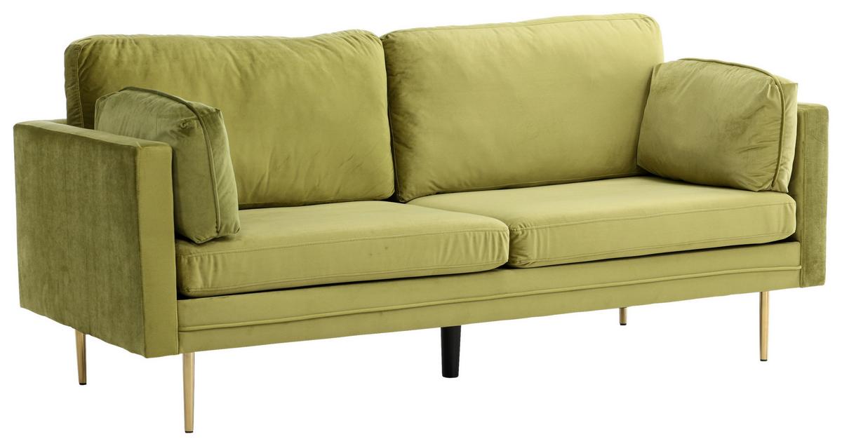 2-SITZER-SOFA BOOM - Goldfarben/Grün, Design, Textil/Metall (203/84/90cm) - Livetastic