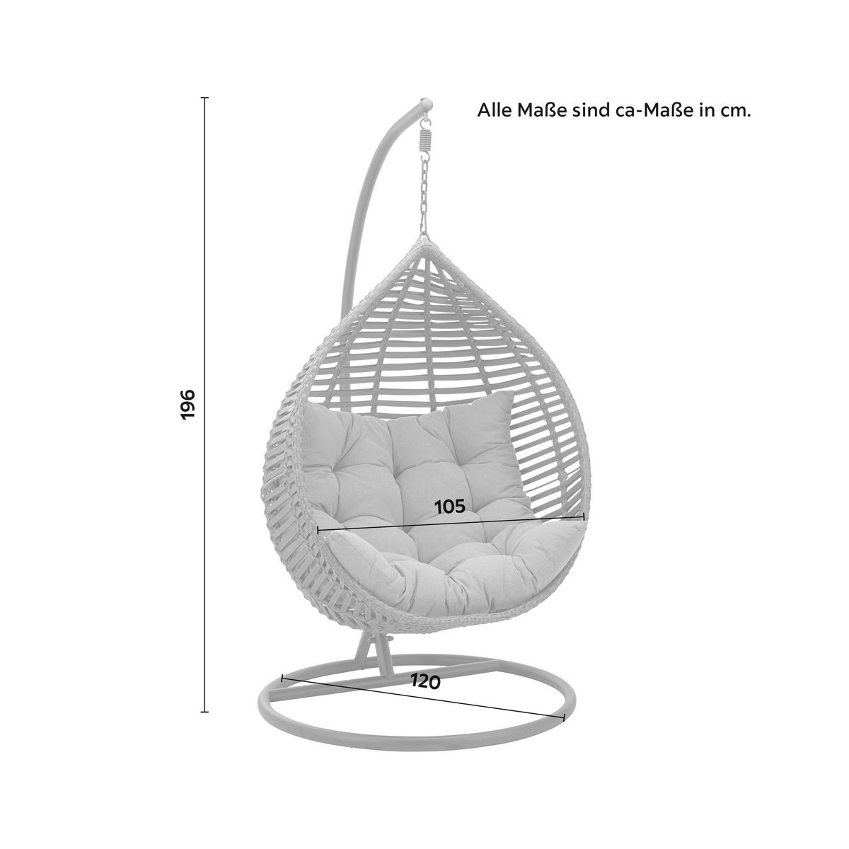 Viseči Stol Nancy, Temno Siva, Jeklo - temno siva/črna, Moderno, kovina/umetna masa (105/196/120cm) - Bessagi Garden