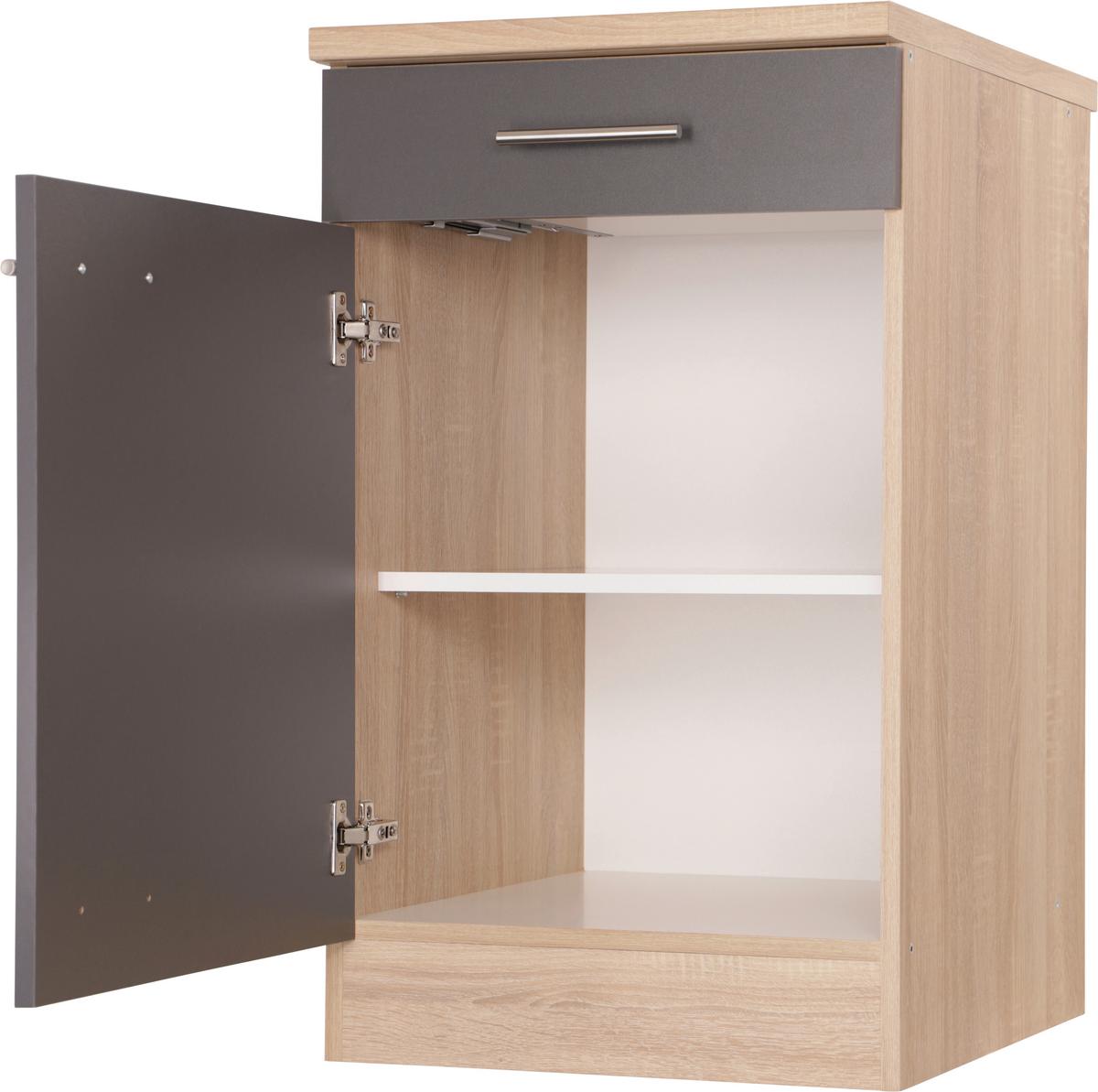 Kuhinjska Spodnja Omarica Merle, Barva Hrasta, Siva - srebrne barve/siva, Basics, kovina/leseni material (50/84,8/60cm) - Respekta