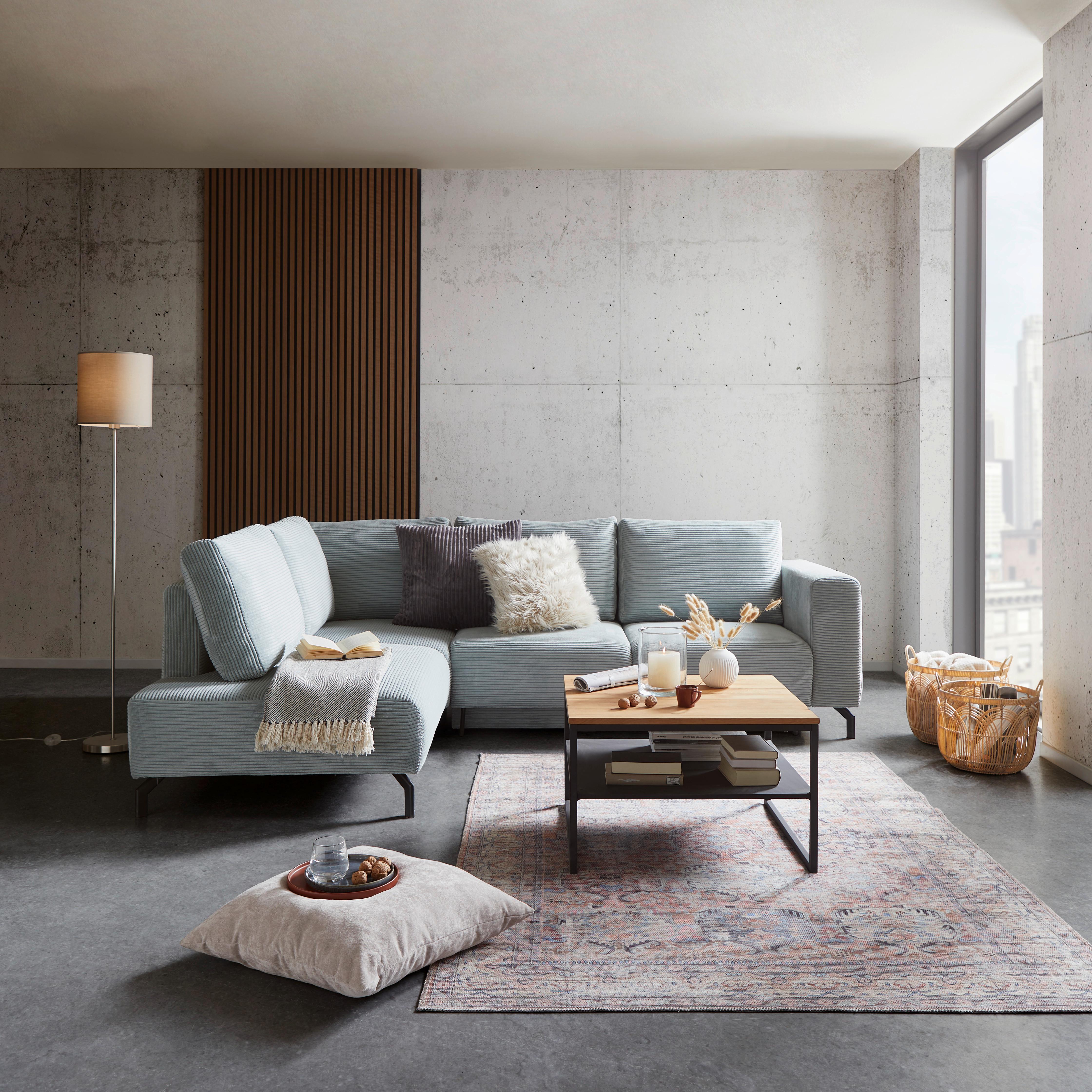 Kutna Garnitura Veni - sivo-zelena/crna, Moderno, tekstil/metal (210/272cm) - Modern Living