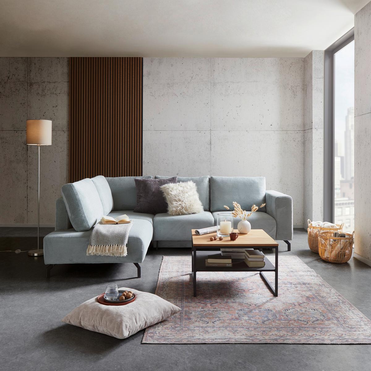 Kutna Garnitura Veni - sivo-zelena/crna, Moderno, tekstil/metal (210/272cm) - Modern Living