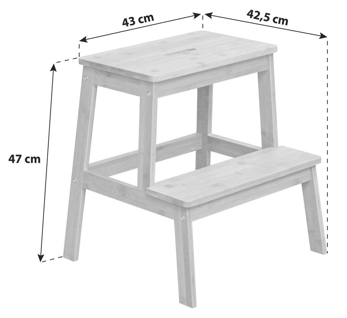 Taburet cu treaptă Peter - maro, Modern, lemn (43/47/42,5cm) - Modern Living