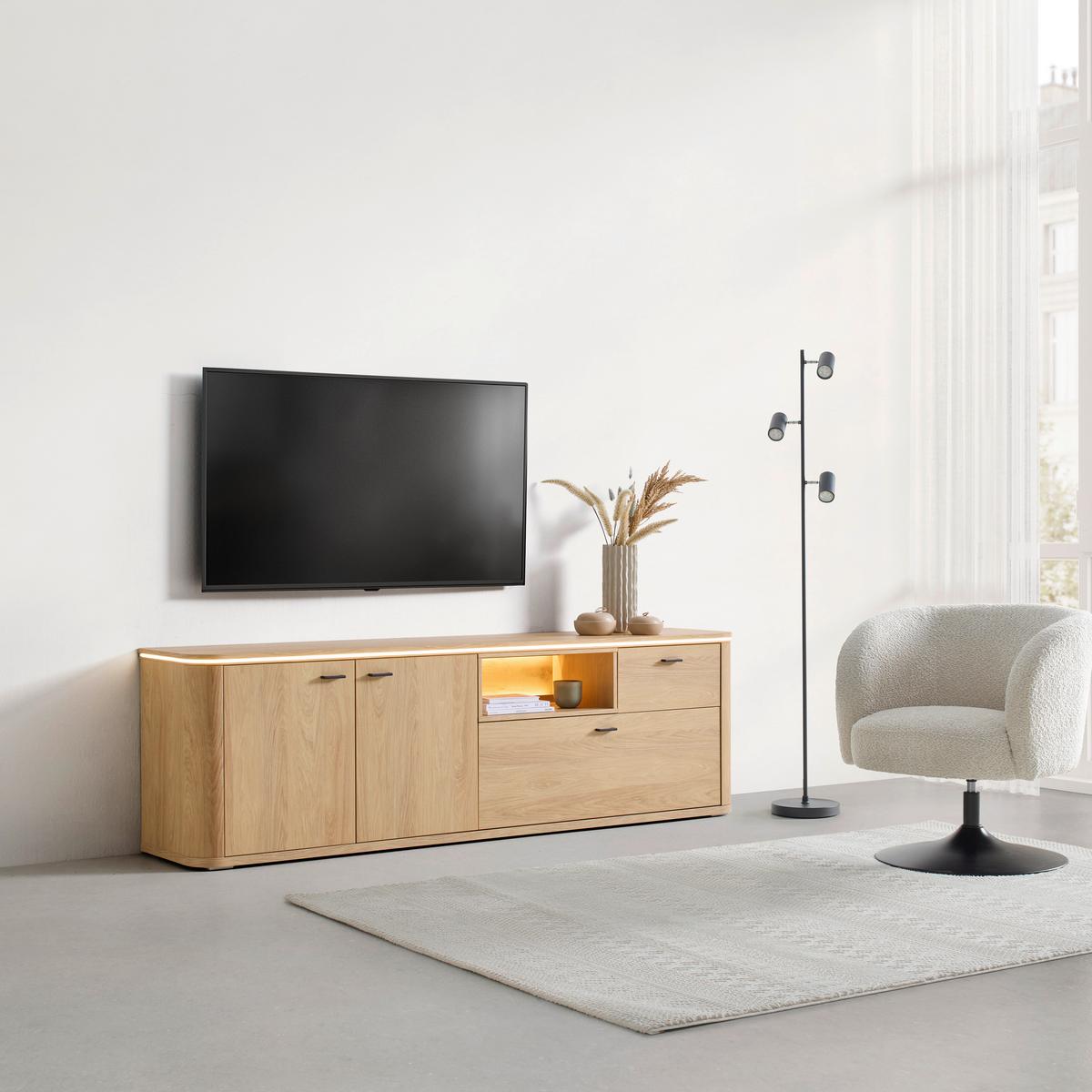 TV-Element Lagos Eichefarben - Eichefarben/Anthrazit, Modern, Holzwerkstoff/Kunststoff (210,2/65/42,5cm) - Premium Living