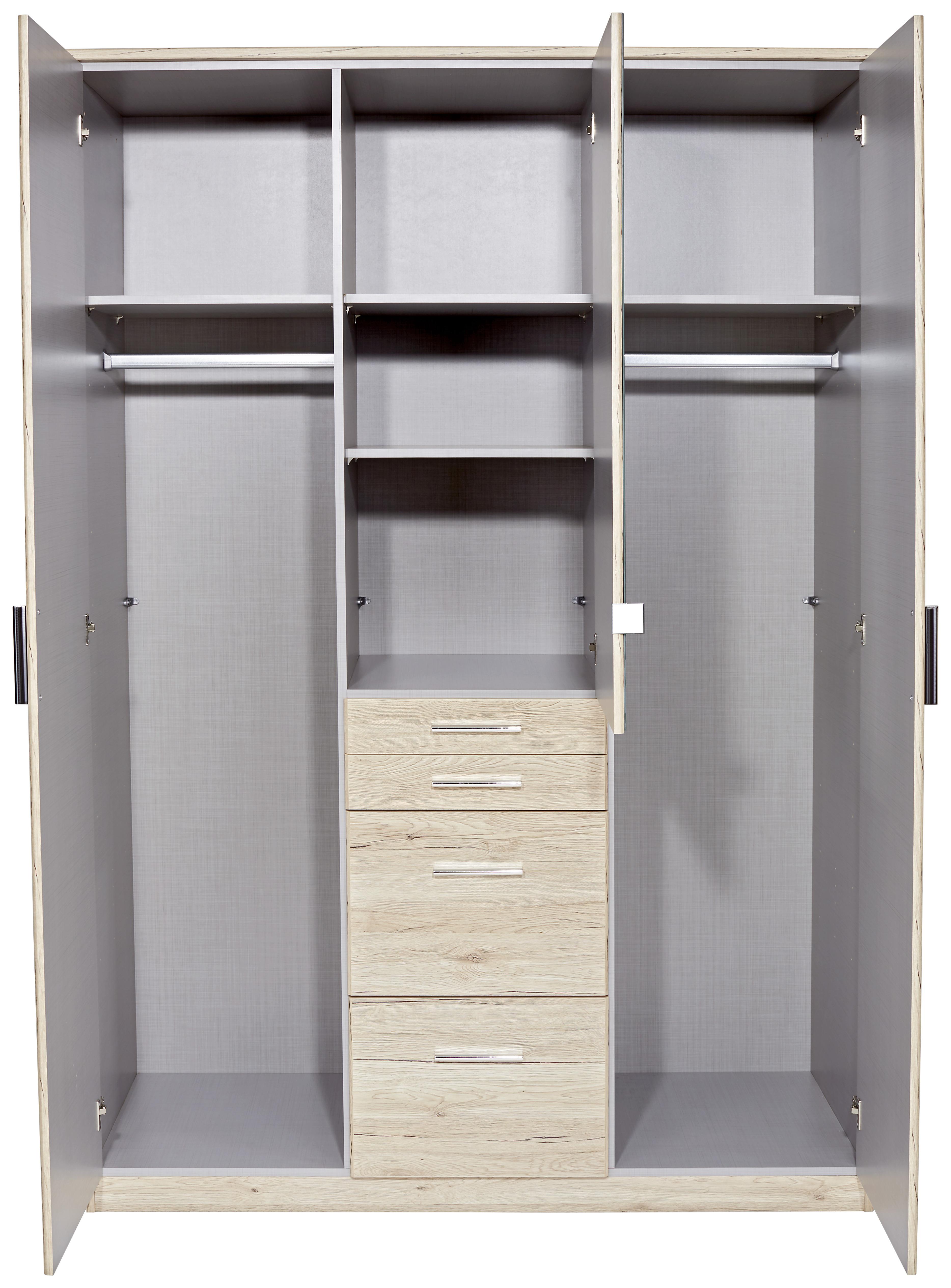 Ormar Za Odjeću Aachen - boje hrasta/boje aluminija, Konvencionalno, drvni materijal/plastika (135/198/58cm) - Based