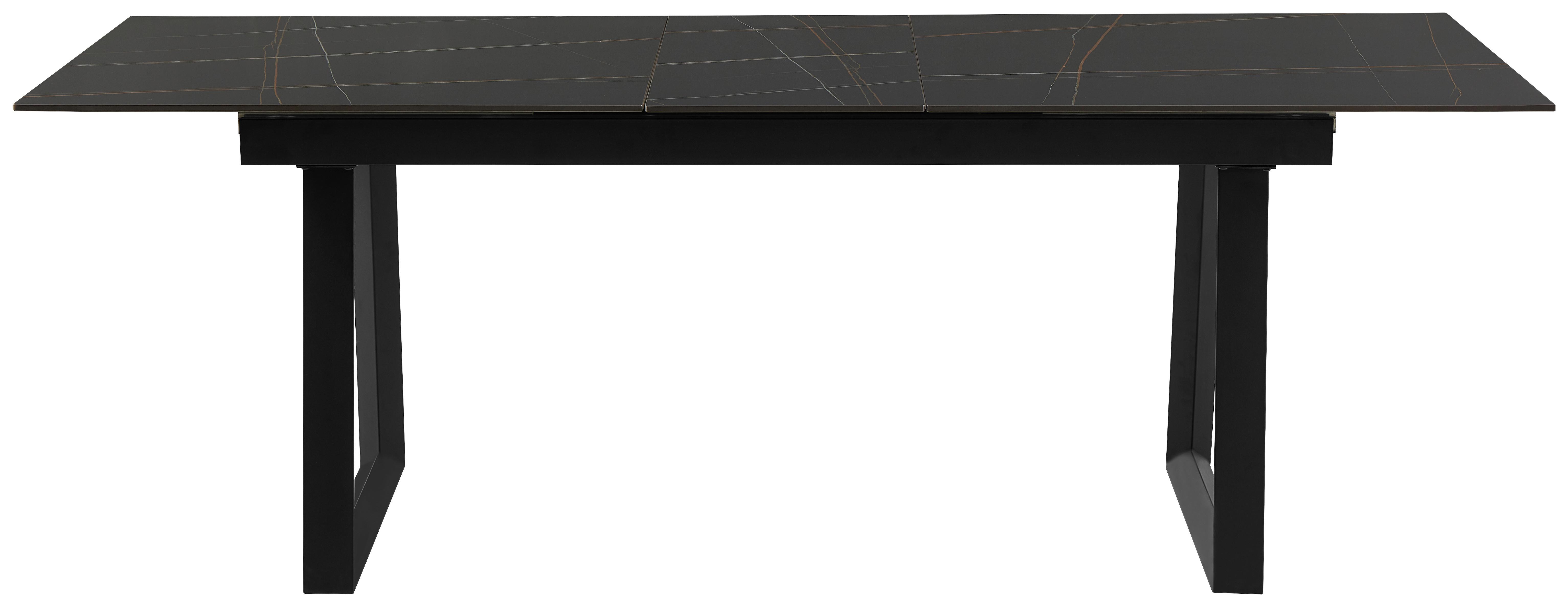 Ausziehtisch Carlos Schwarz - Schwarz, MODERN, Stein/Metall (180-220/90/75cm) - Mömax