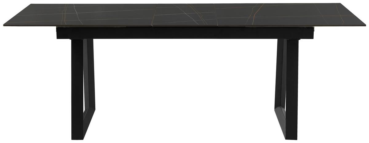 Ausziehtisch Carlos Schwarz - Schwarz, Modern, Stein/Metall (180-220/90/75cm) - Mömax