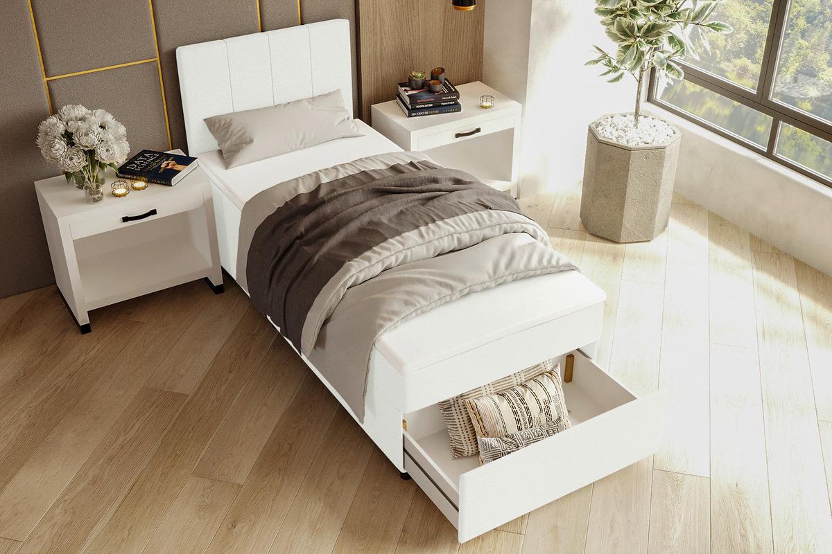 Boxbett Odin Creme ca. 120x200cm - Creme/Schwarz, KONVENTIONELL, Kunststoff/Textil (120/200cm) - Based