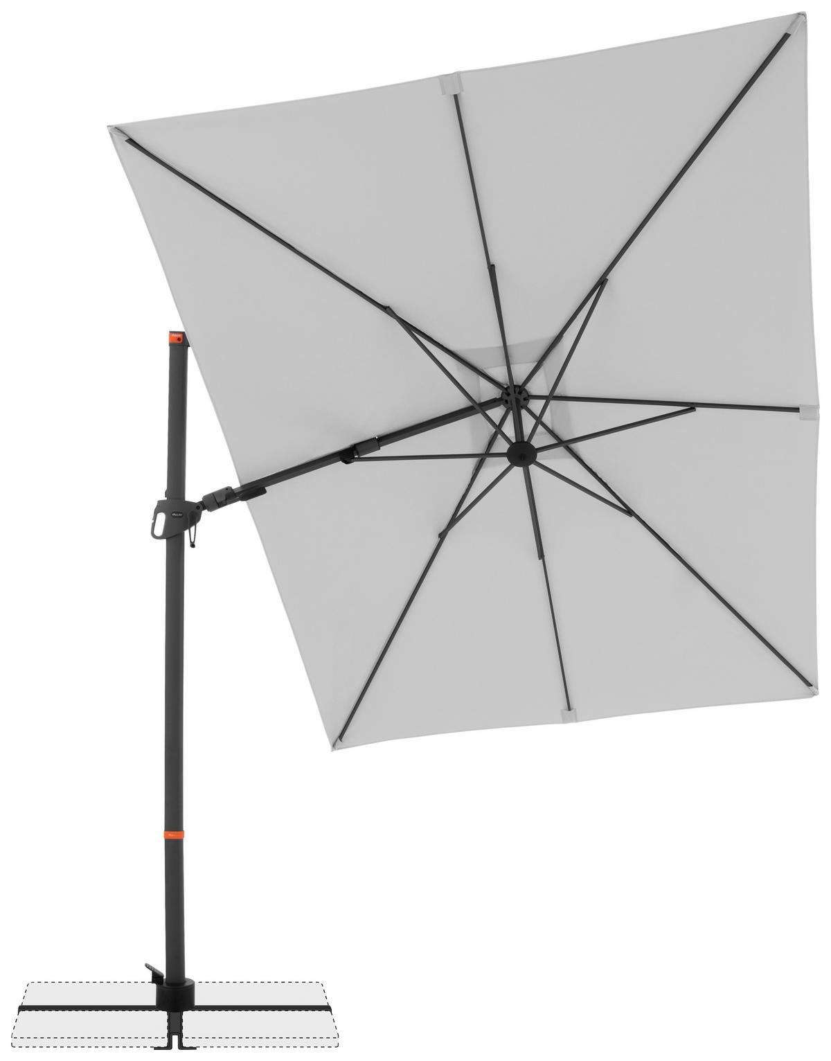 Ampelschirm Myzone Hellgrau ca. 320x240cm - Anthrazit/Hellgrau, Basics, Textil/Metall (320/240cm) - Doppler