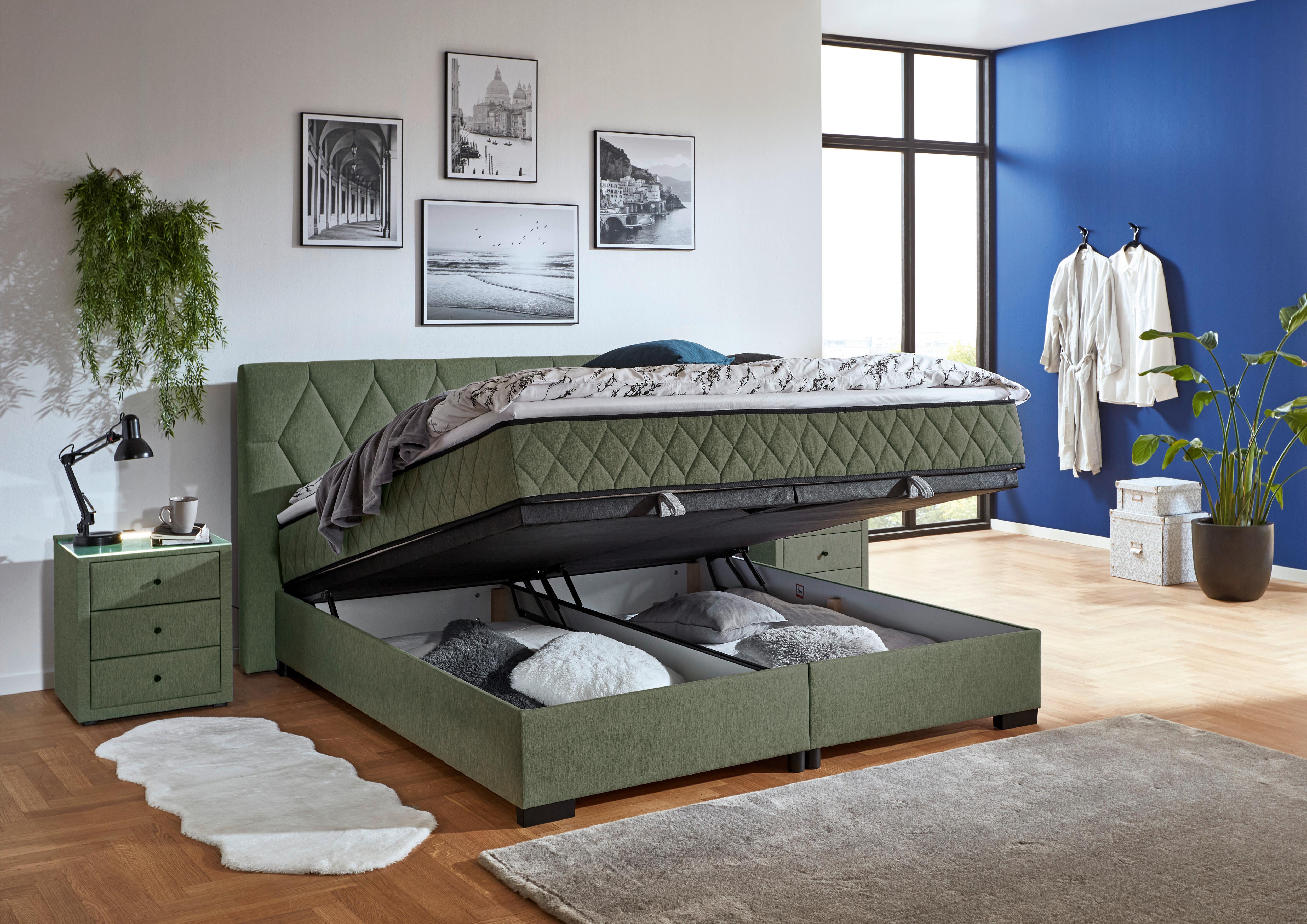 Box Krevet Maya B - maslinasto zelena/crna, Konvencionalno, drvni materijal/drvo (120/200cm) - Modern Living