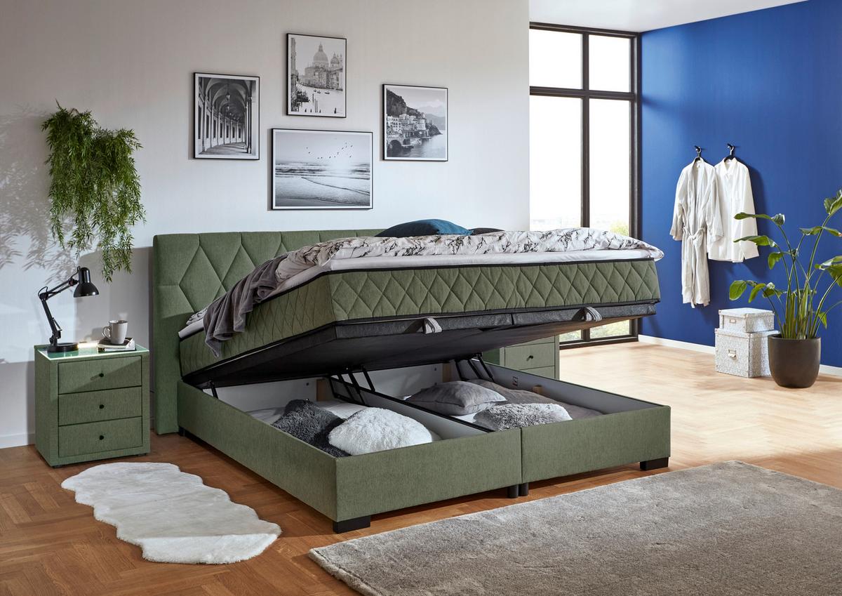 Box Krevet Maya B - maslinasto zelena/crna, Konvencionalno, drvni materijal/drvo (120/200cm) - Modern Living