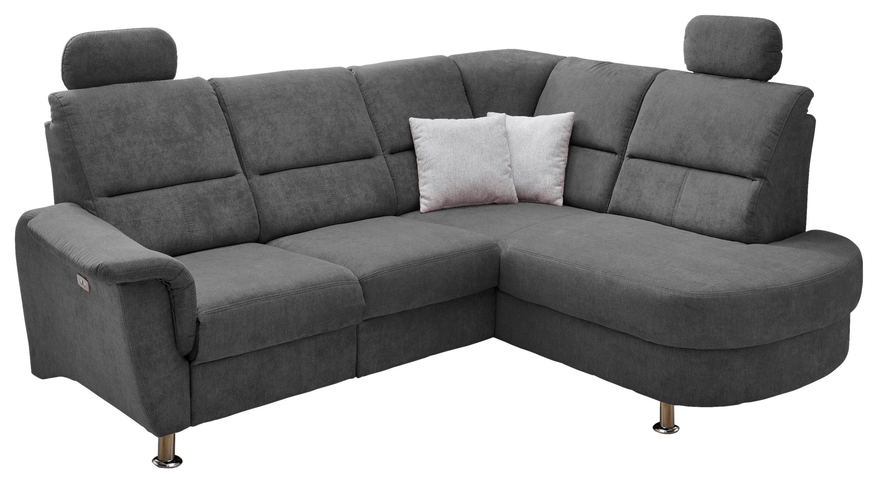 Wohnlandschaft Parole Anthrazit Mikrofaser - Chromfarben/Anthrazit, KONVENTIONELL, Textil/Metall (231/184cm) - Livetastic