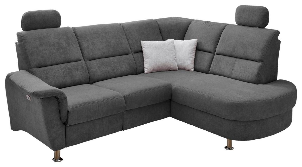 Wohnlandschaft Parole Anthrazit Mikrofaser - Chromfarben/Anthrazit, KONVENTIONELL, Textil/Metall (231/184cm) - Livetastic