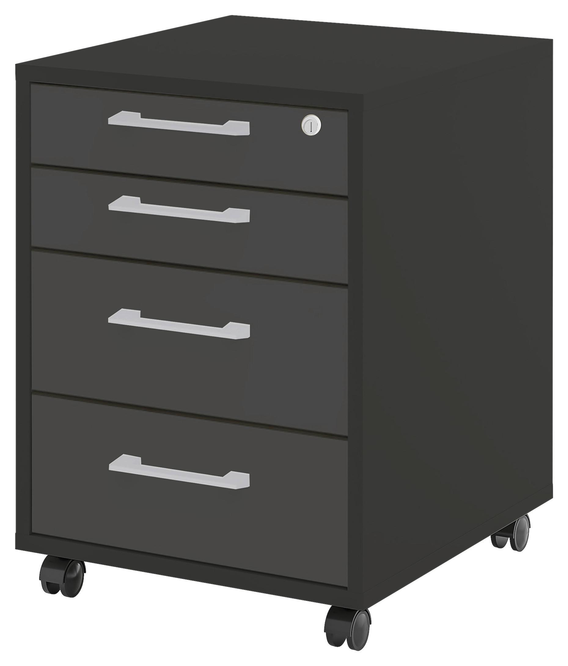 Rollcontainer Big Profi Office Anthrazit - Anthrazit/Alufarben, Modern, Holzwerkstoff/Kunststoff (46/64/51cm) - Mömax