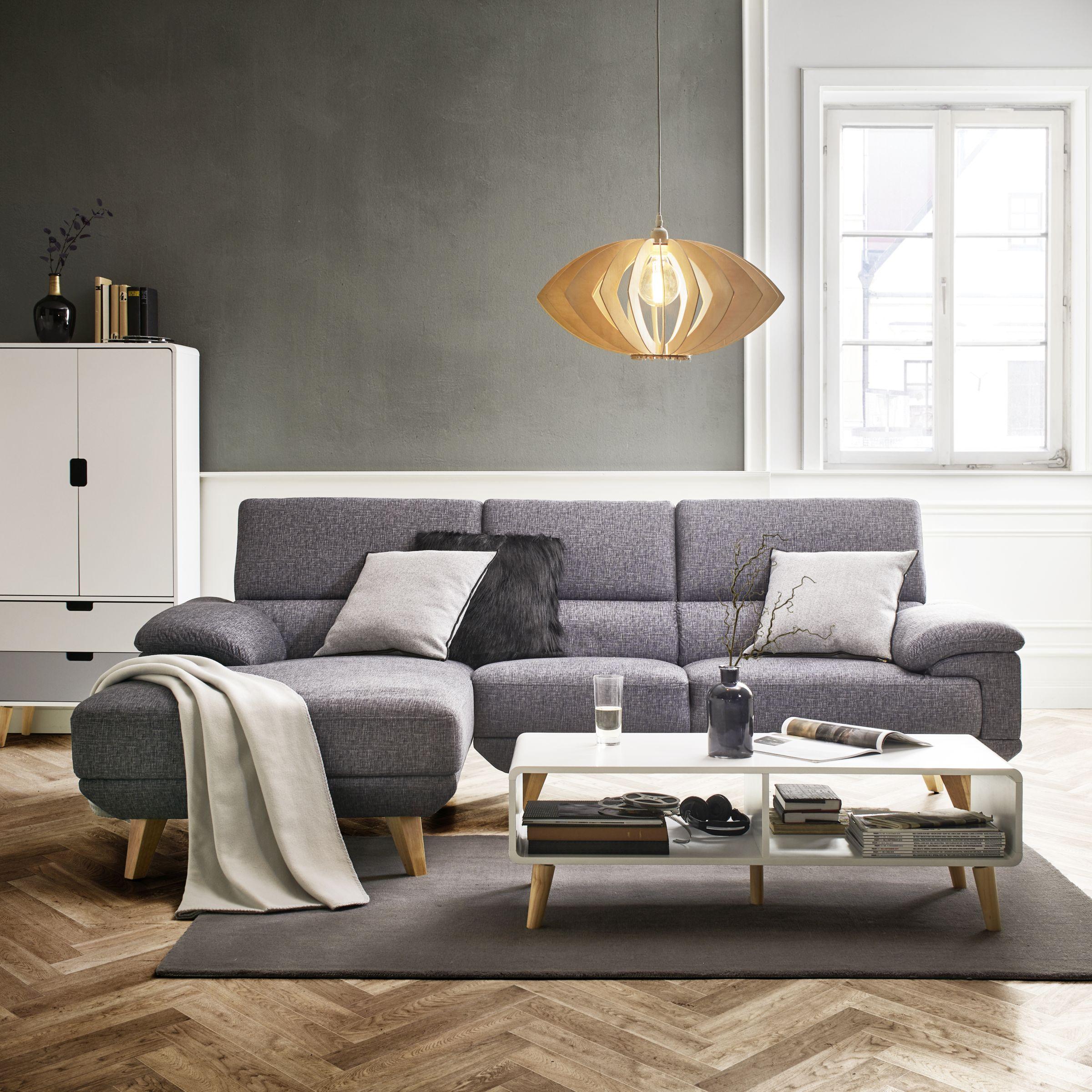 Wohnlandschaft in Grau "Sandra" - Grau, Modern, Holz/Textil (246/86/155cm) - Bessagi Home