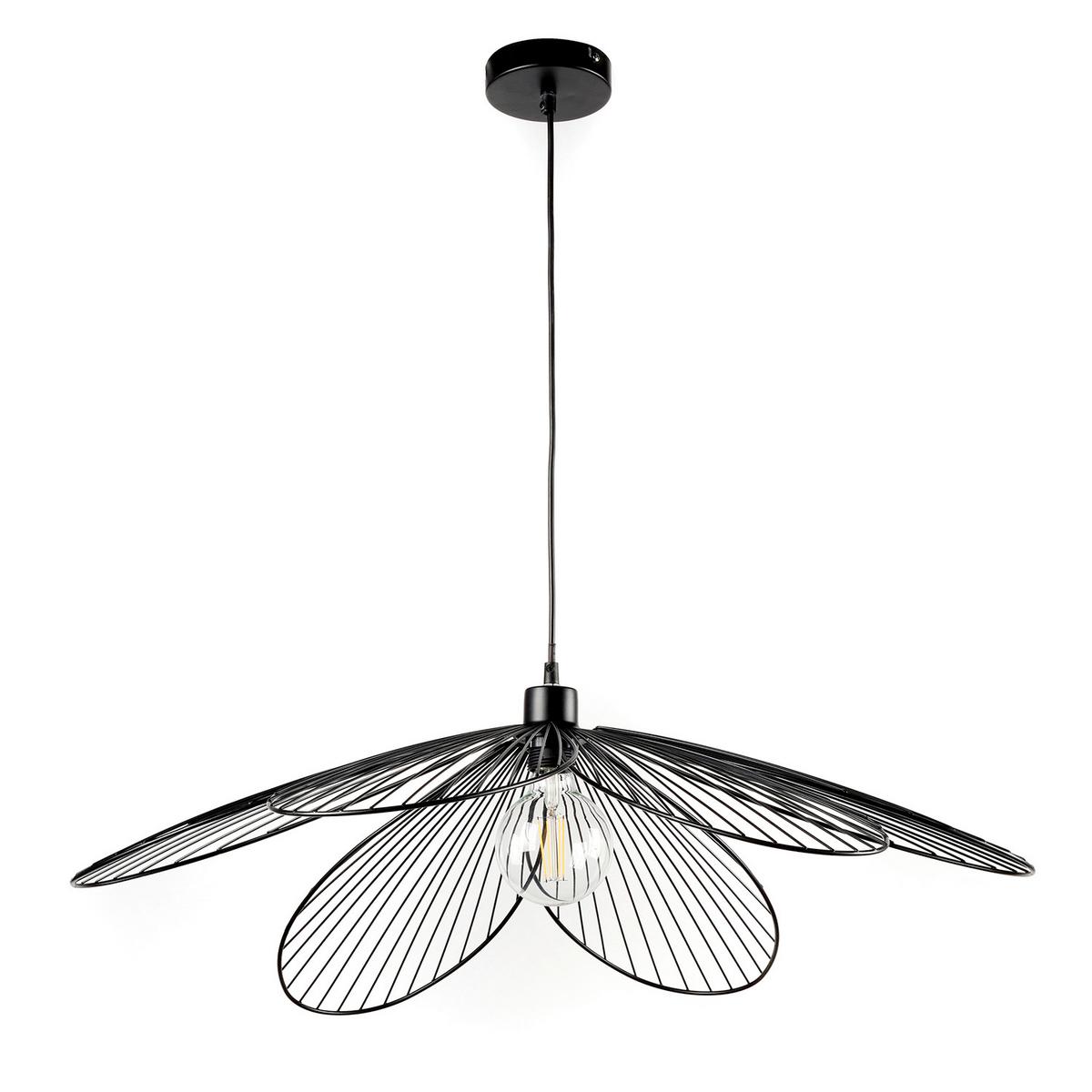 Hängeleuchte Fiore Schwarz max. 22 Watt - Schwarz, Design, Metall (83/107cm)