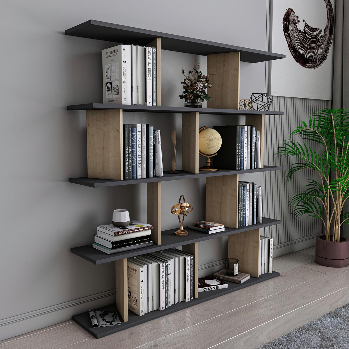 Standregal Jorin ca. 130x137 cm Schwarz/Eiche - Eichefarben/Schwarz, Design, Holzwerkstoff (130/137/25cm) - Livetastic