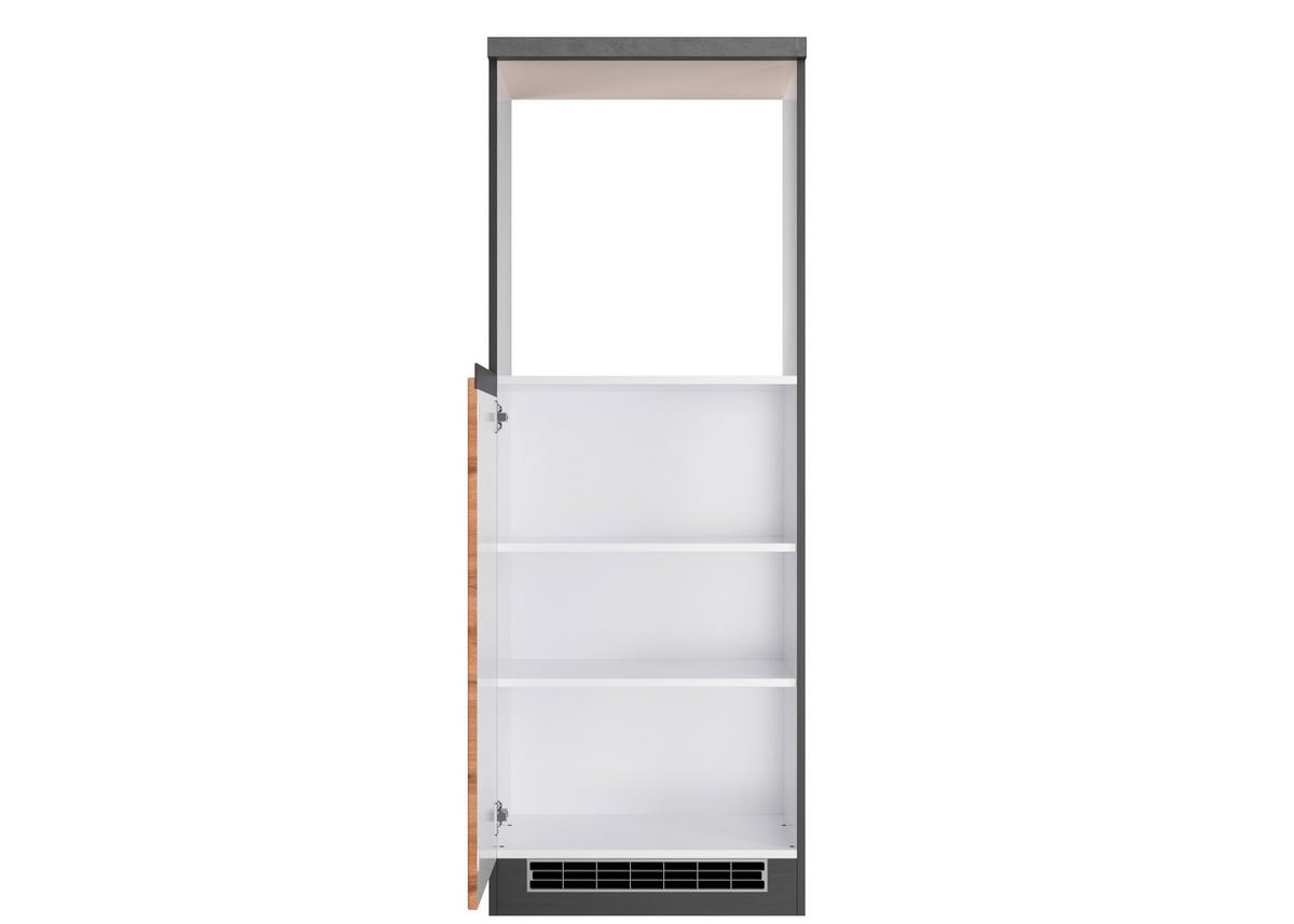 Herdumbauschrank Turin ca. 60x166 cm Graphit/Eiche - Eiche Wotan/Graphitfarben, Design, Holzwerkstoff (60/166/60cm) - Held