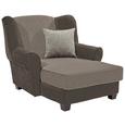 Fotelja Living - tamno smeđa/svijetlo smeđa, MODERN, drvo/tekstil (120/98/138cm)