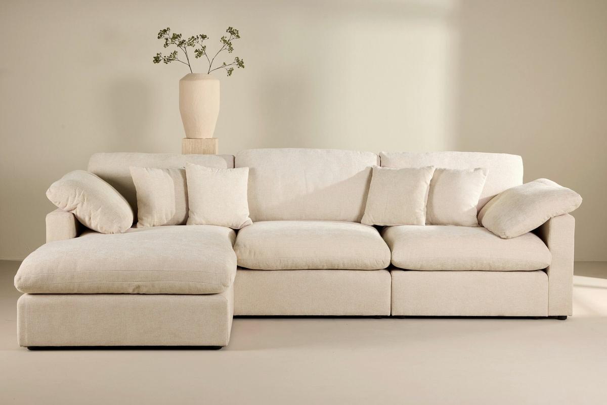 Ecksofa Amalfi Beige - Beige, MODERN, Kunststoff/Textil (297/85/107cm) - Livetastic