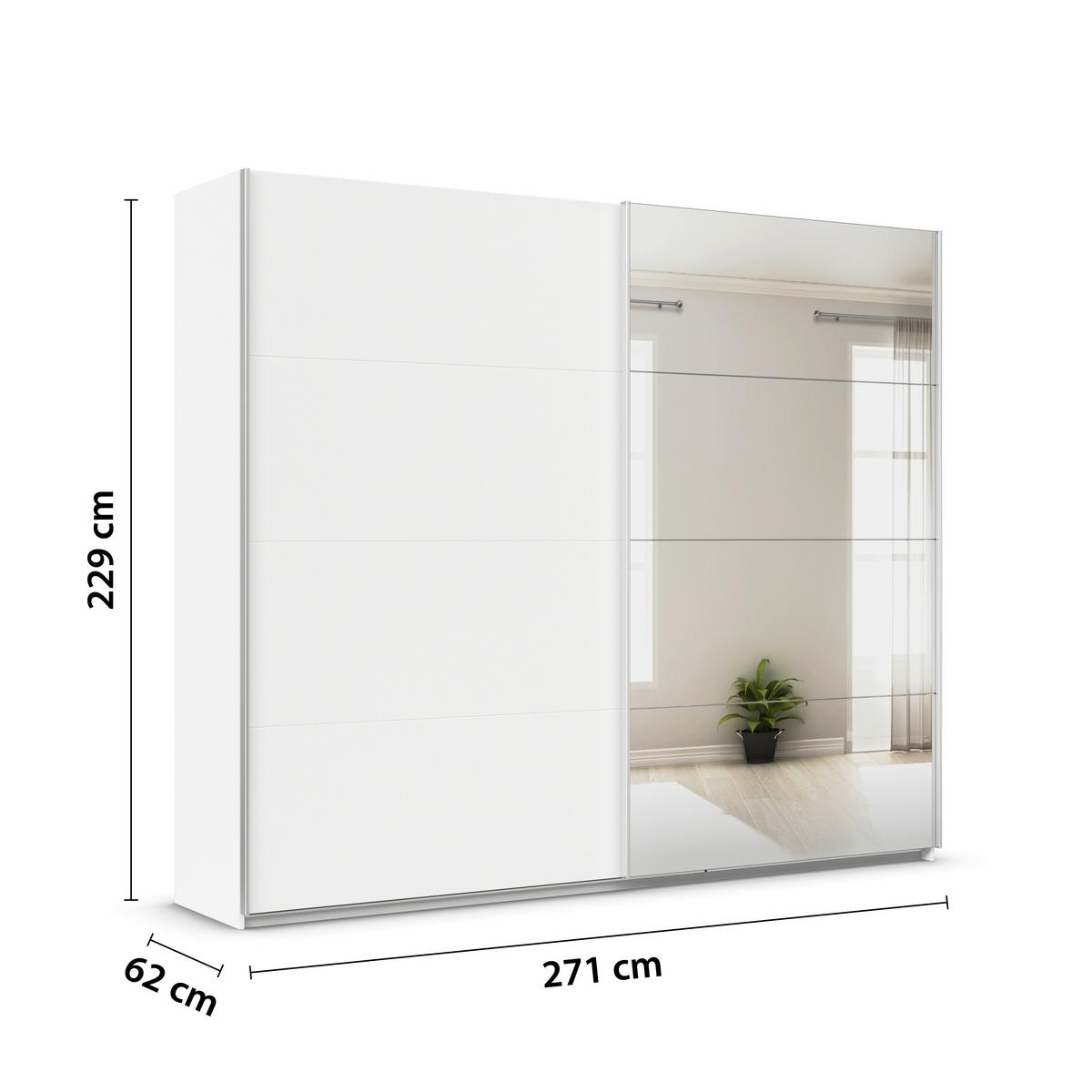 Ormar S Kliznim Vratima Feldkirch - bijela/srebrne boje, Moderno, drvni materijal/metal (271/229/62cm)