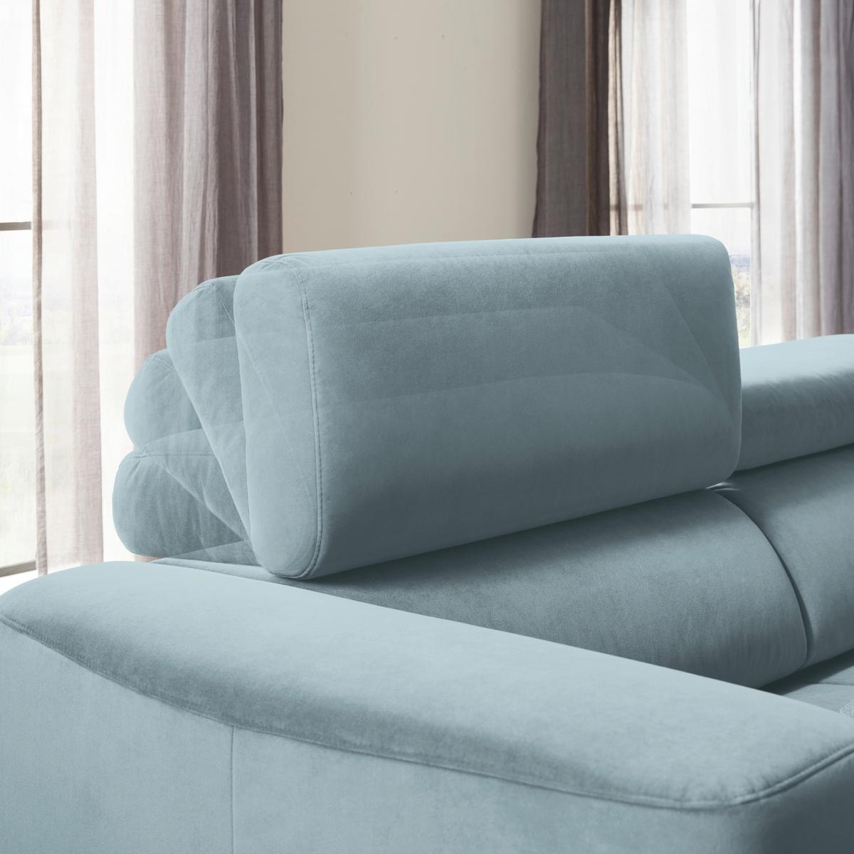 Ecksofa Emma rechts Hellblau - Schwarz/Hellblau, MODERN, Textil (301/210cm) - Premium Living