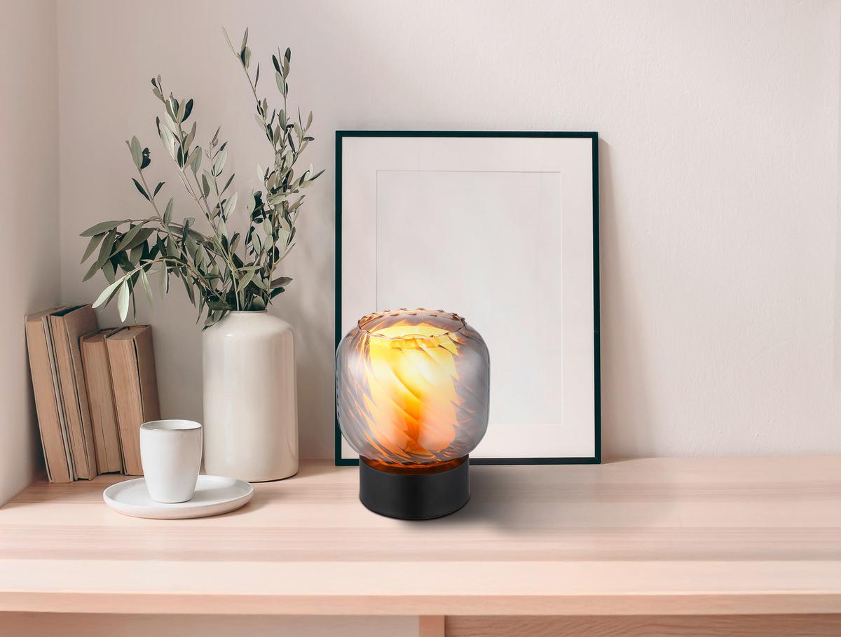 TISCHLEUCHTE 15754T  XIA - Opal/Schwarz, Design, Glas/Kunststoff (14/17cm) - Globo