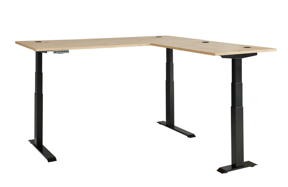 Eckschreibtisch Memphis in Eiche Artisan/Graphitfarben - Graphitfarben/Eiche Artisan, MODERN, Holzwerkstoff/Metall (185/177cm) - Premium Living