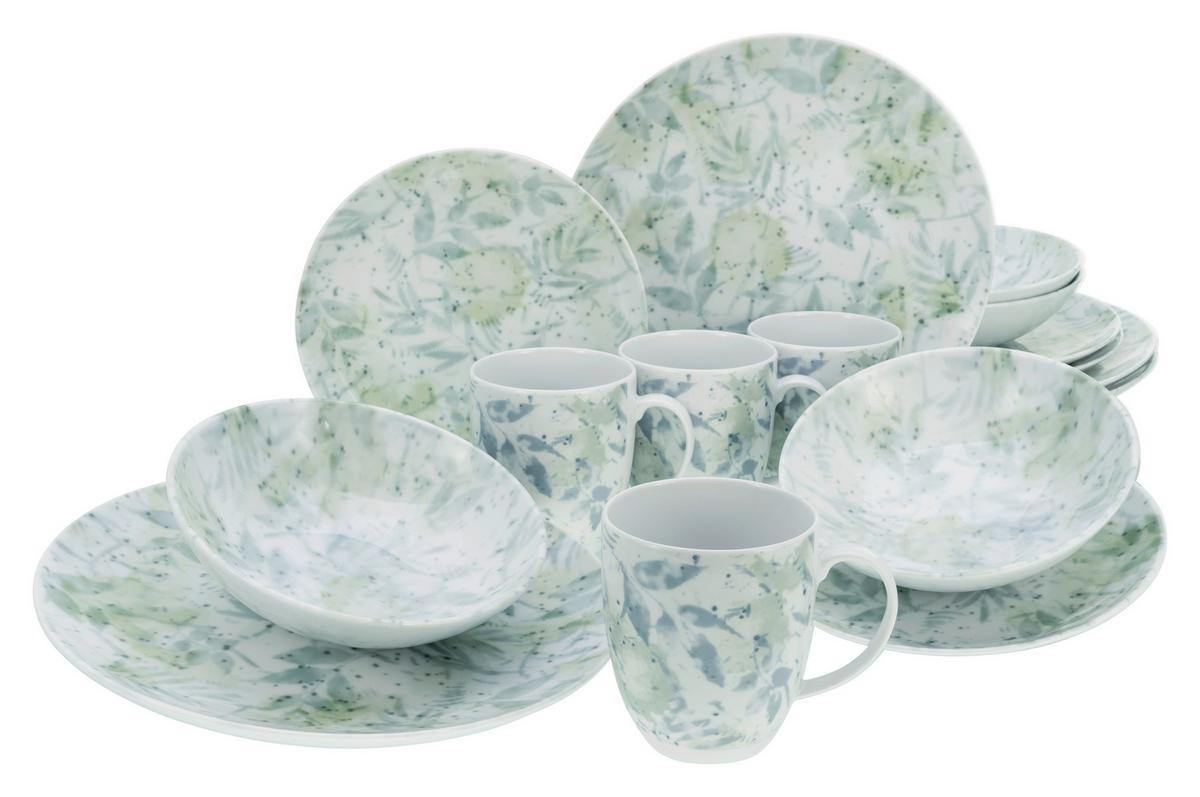 Kombinirani Servis Home Tropical, 16-Delni - zelena, Basics, keramika - Creatable
