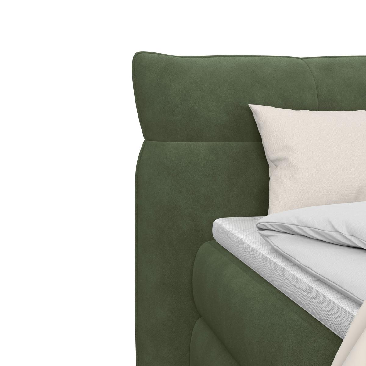 Boxspring Krevet Carmelo - tamno zelena/crna, Trend, tekstil/plastika (160/200cm) - Premium Living