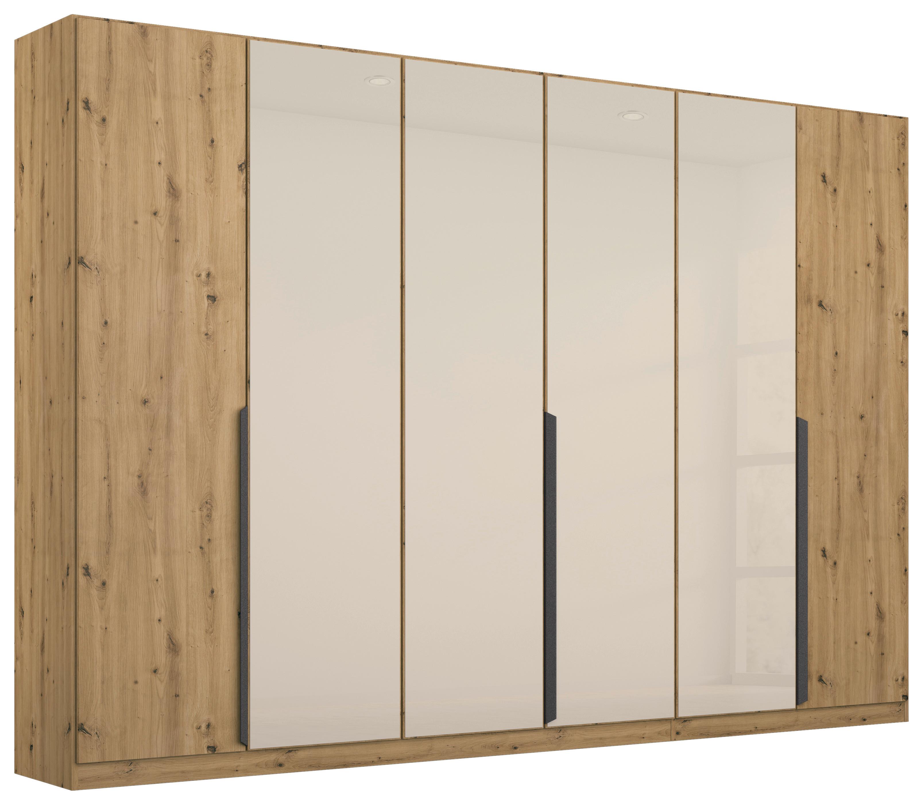 DULAP USI ROTATIVE ARTEMIS - stejar Artisan/șampanie, Modern, sticlă/material pe bază de lemn (271/210/54cm) - Modern Living