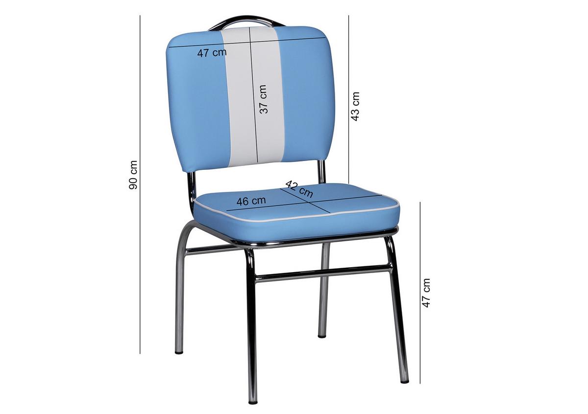 Stol Elivis - modra/srebrne barve, Moderno, kovina/umetna masa (47/90/45cm) - MID.YOU