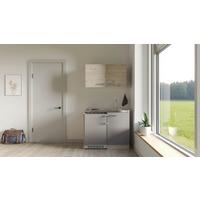 Miniküche Riva mit Geräten ca. 100 cm Champagner/Eiche - Champagner/Edelstahlfarben, MODERN, Holzwerkstoff/Metall (100cm) - FlexWell
