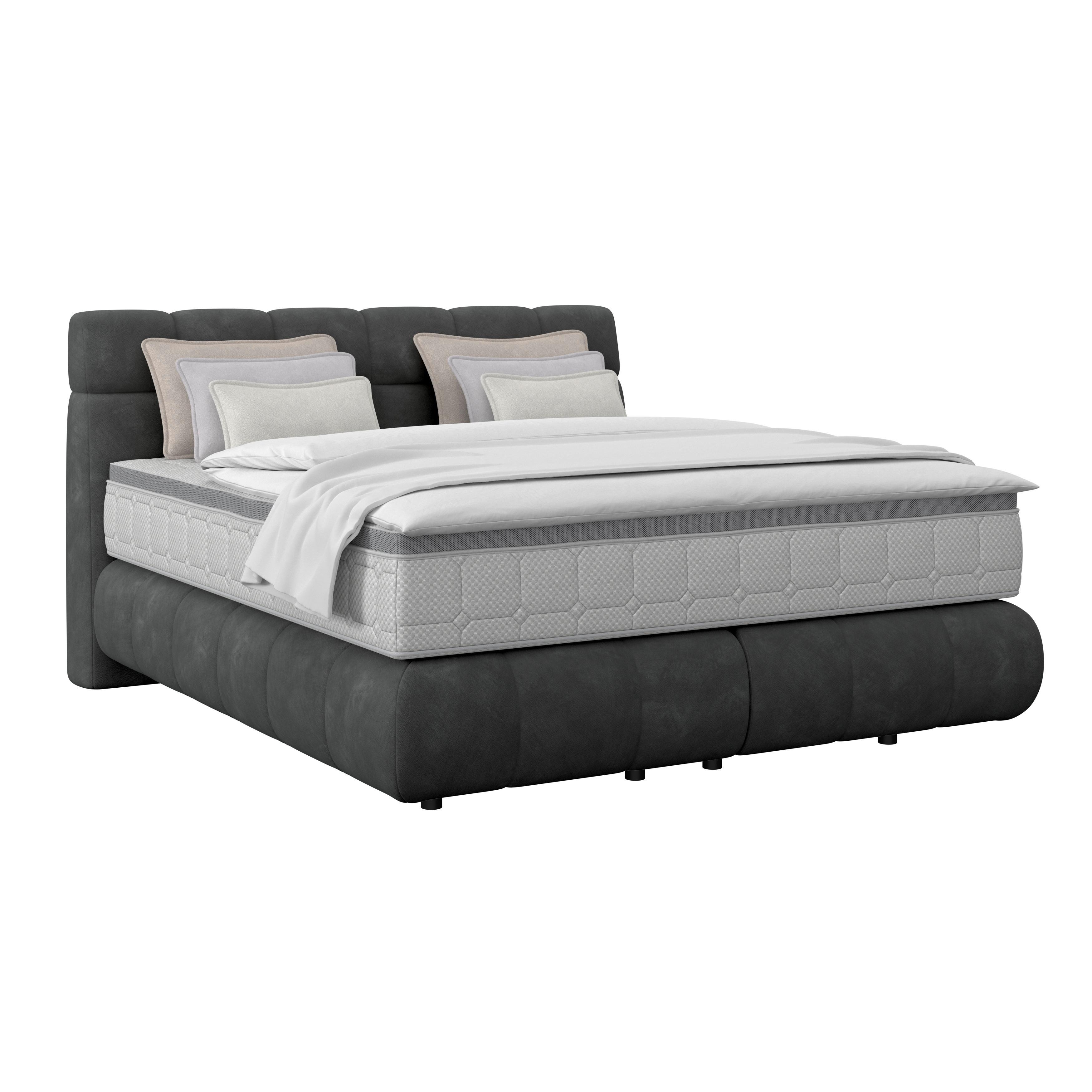 Boxspring Krevet Nobu - crna/antracit, Trend, drvo/tekstil (160/200cm) - Premium Living