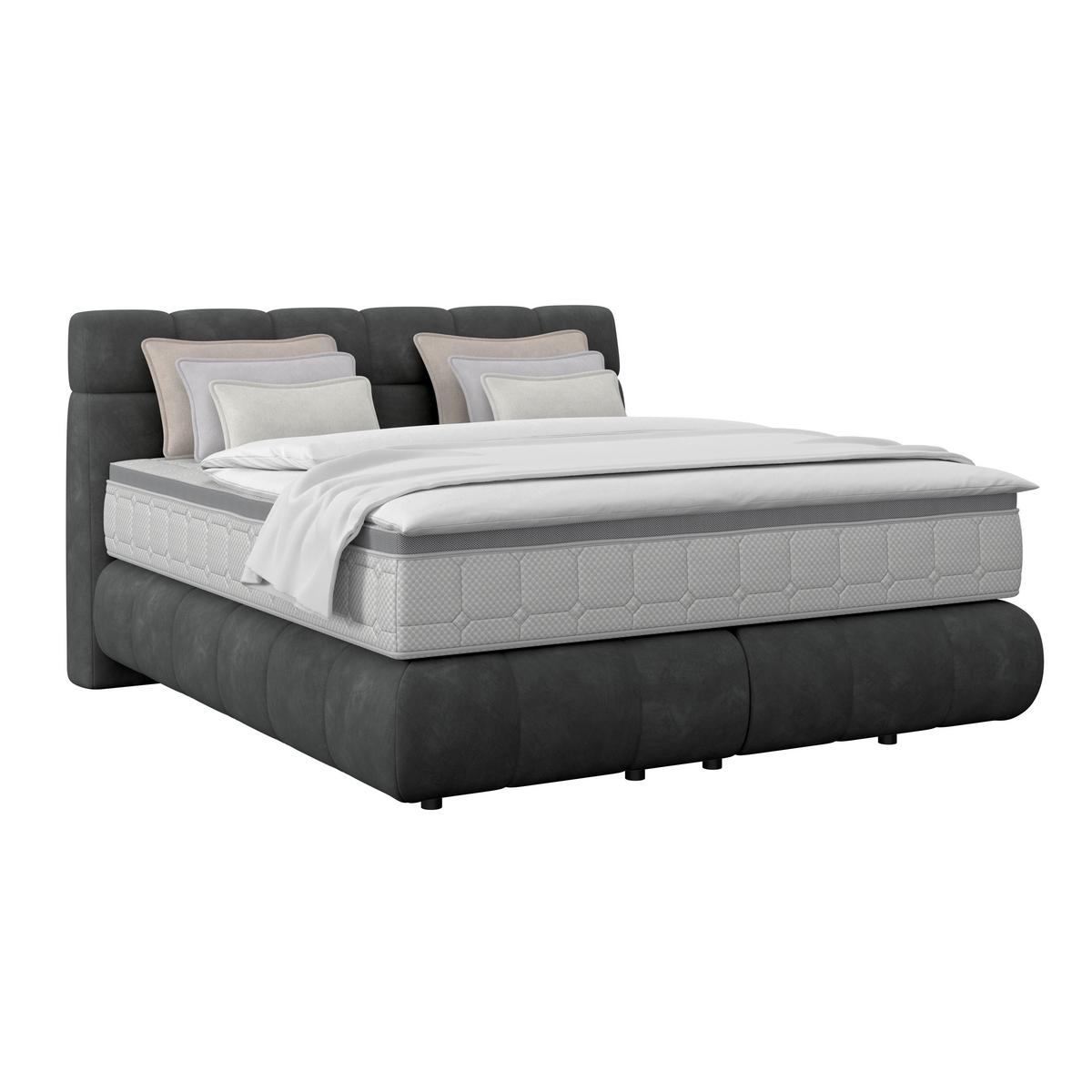 Boxspring Krevet Nobu - crna/antracit, Trend, drvo/tekstil (160/200cm) - Premium Living