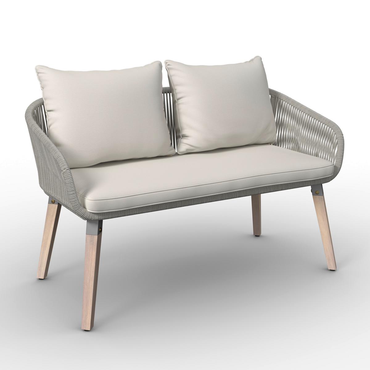 Loungegarnitur Elodie Grau Echtholz/Textil - Greige/Creme, Modern, Holz/Kunststoff - Bessagi Garden