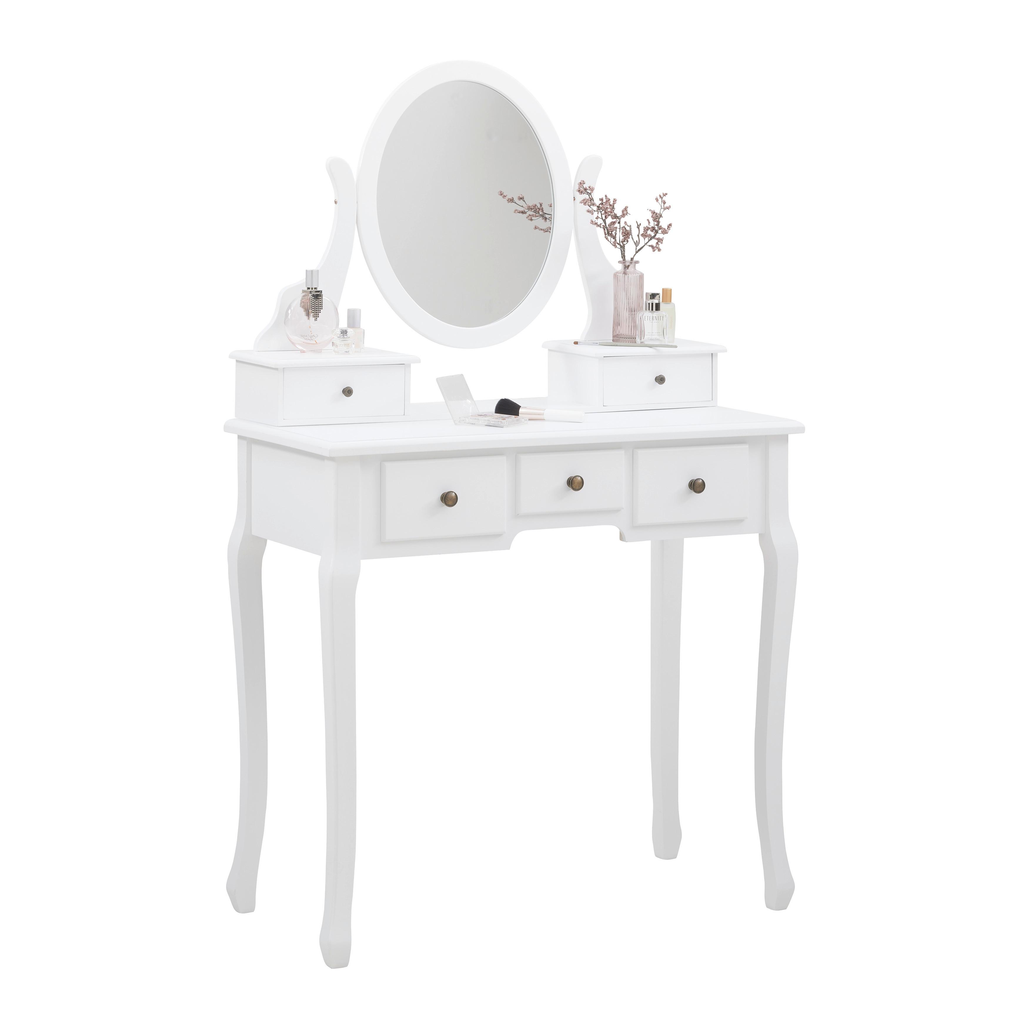SMINKBORD SARA II - vit/bronsfärgad, Romantik / Lanthus, metall/trämaterial (80/130/40cm) - Mömax