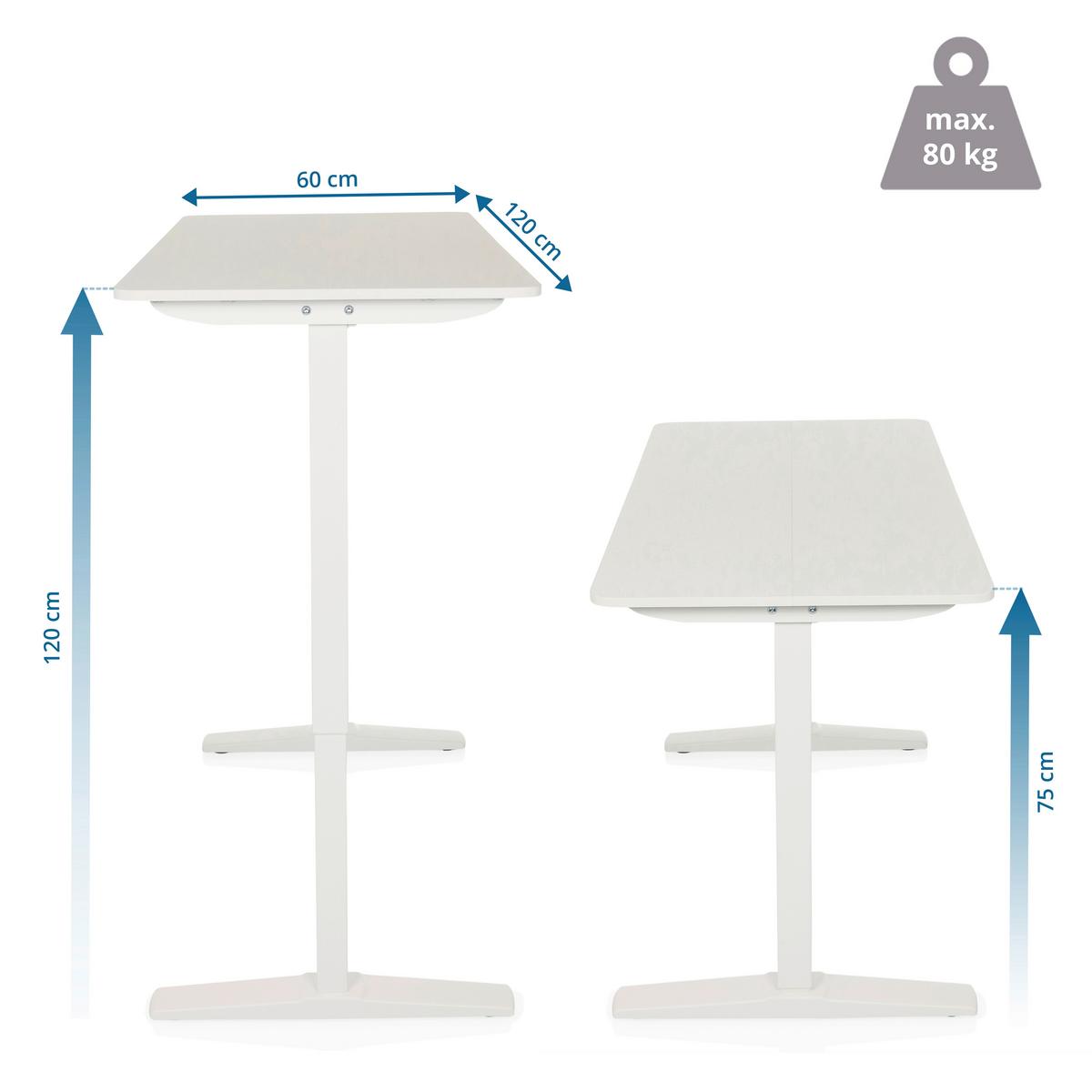 Dvižna Miza Stand Basic, Bela - bela, Moderno, leseni material (120/60/75 - 120cm) - MID.YOU