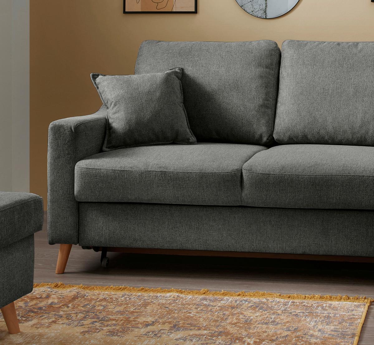Wohnlandschaft Valentina Anthrazit Struktur - Anthrazit/Naturfarben, KONVENTIONELL, Holz/Textil (230/200cm) - P & B