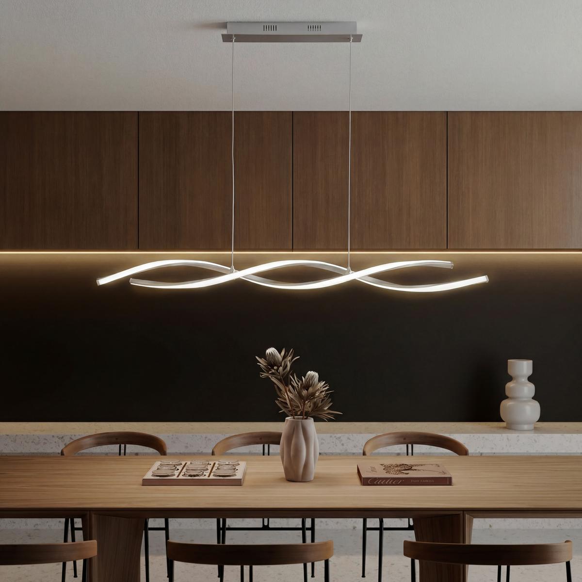 LAMPA WISZĄCA LED 9142-55 POLINA - kolor niklowy, Design, metal (110/8/140cm) - Paul Neuhaus