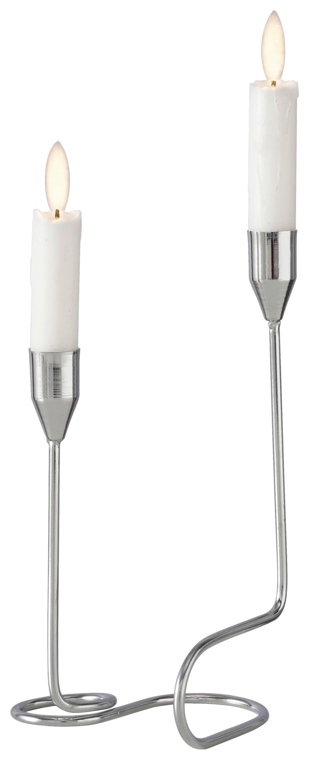 Stabkerzenhalter Timon I Silberfarben 2-flammig - Silberfarben, Modern, Metall (12/10/24cm) - Mömax