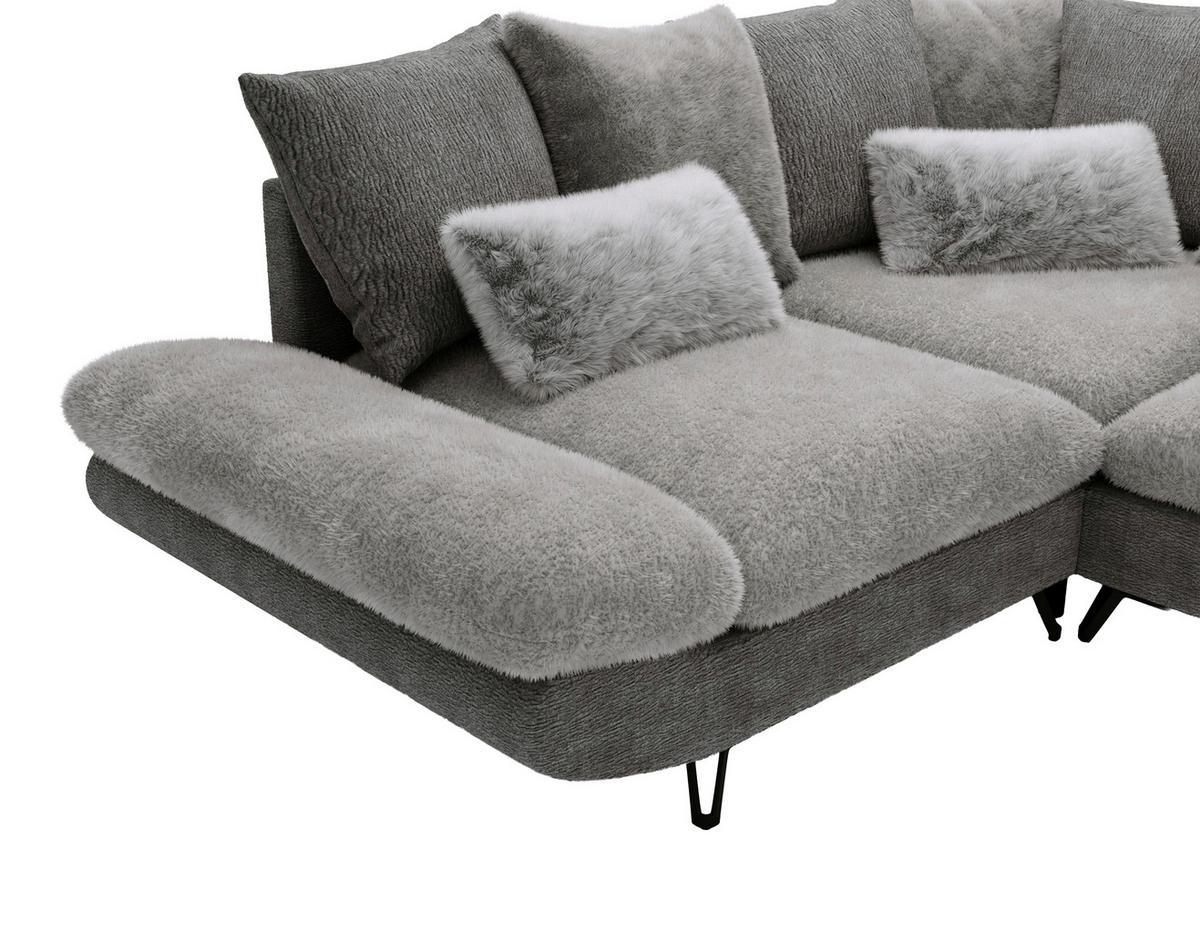 Wohnlandschaft Bormio - Schwarz/Grau, Modern, Textil/Metall (276/276cm) - Premium Living